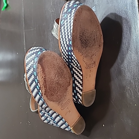 Coach Gemma Wedge Sandal Navy, blue, white, silver Size 7 - Picture 5 of 8